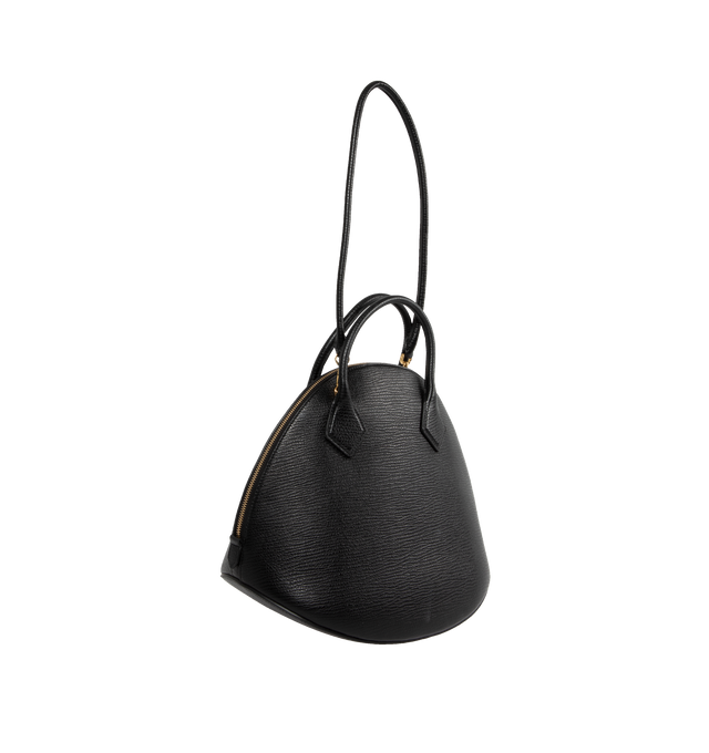 Image 2 of 3 - BLACK - Alaia Zip Closure Handbag offers a removable strap for hand or shoulder carrying. This structured handbag has a functional padlock and key bell.  32 x 28 x 20 inches. 100% calf leather. Made in Italy.  