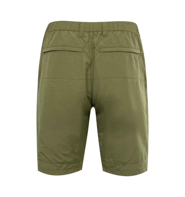 Image 2 of 3 - GREEN - HUMAN MADE Nylon Shorts featuring elasticated waist, button closure, 2 side pockets and woven brand label. 100% nylon. 