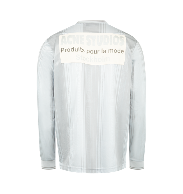 Image 2 of 2 - GREY - ACNE STUDIOS Logo Sports Jersey Top featuring long-sleeves crewneck, lightweight fabric, sports jerseyinspired seasonal artwork in silver, large logo label on the back and regular fit. 100% polyester. 