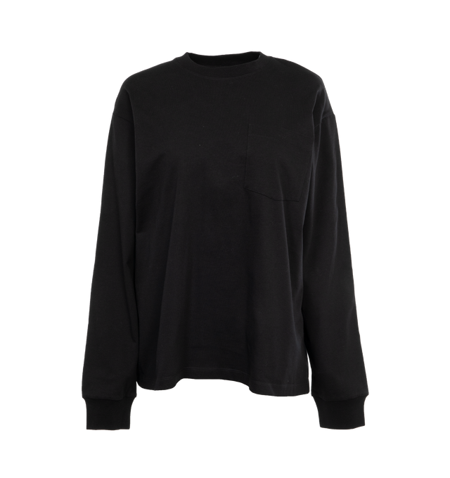 BLACK - ARMARIUM Vito T-shirt featuring crew neck, long sleeves and chest pocket. 100% cotton. 