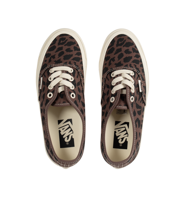 Image 5 of 5 - BROWN - VANS Authentic Reissue 44 LX Sneakers featuring low-top, lightweight canvas upper,  lace-up closure, logo flag at outer side, rubber logo patch at heel, textured rubber midsole, treaded rubber sole and contrast stitching in white. Upper: canvas. Sole: rubber.  