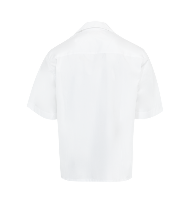 Image 2 of 2 - WHITE - MARNI Bowling Shirt featuring boxy fit with button closure, embellished with a flower patch on the chest pocket and hand-stitched Marni mending logo with flower detail. 100% cotton. Made in Italy. 
