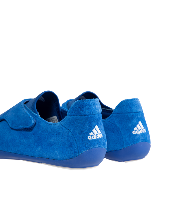 Image 3 of 5 - BLUE - Adidas Mens Pharrell Williams Vario Sneakers are crafted from suede leather. Features a low-profile silhouette, flexible foot-wrap construction, leather and textile lining, EVA foam insole, and thin rubber outsole. Upper: Suede Leather; Lining: Leather and Textile; Insole: EVA Foam; Outsole: Rubber. Made in Vietnam. 