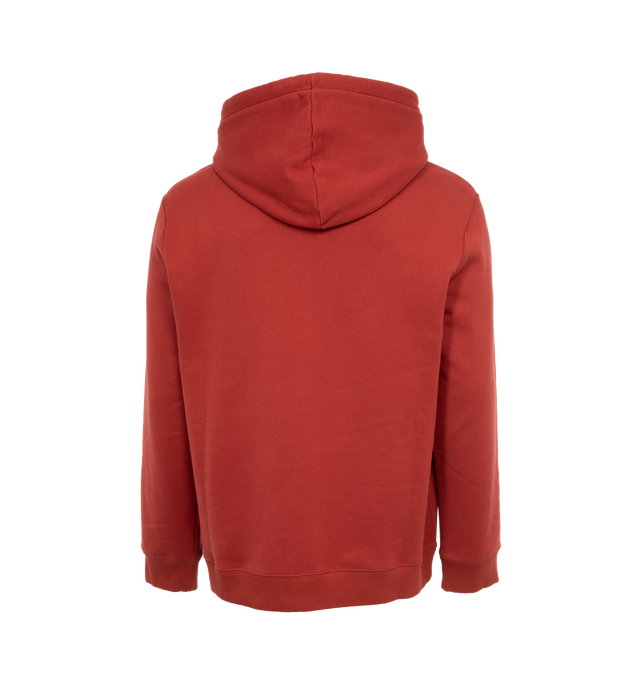 Image 2 of 3 - RED - LANVIN Logo Hoodie featuring tone-on-tone Lanvin Paris logo embroidered on the front, oversized fit, hood with drawstring and kangaroo pocket. 100% cotton. Made in Italy. 