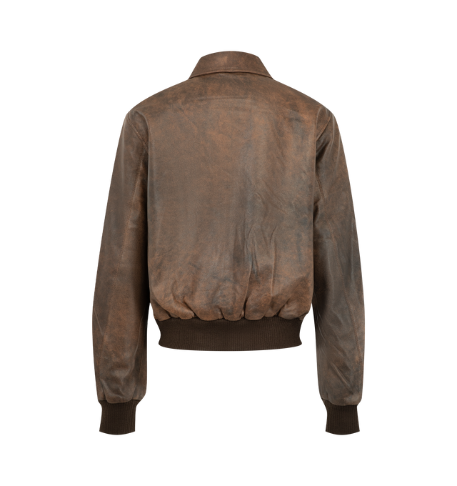 Image 2 of 3 - BROWN - R13 Womens Boyfriend Leather Bomber Jacket is crafted from leather and features an oversized boyfriend silhouette with classic bomber styling. Main Material: Leather. 