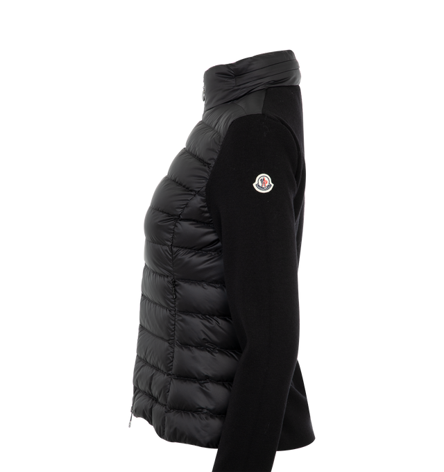 Image 4 of 4 - BLACK - Moncler Zip-Front Cardigan has a 2-way zip front closure, side zip pockets, and a rubberized logo patch. Down and feather fill.  