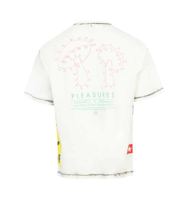 Image 2 of 2 - WHITE - PLEASURES Evolution Heavyweight T-Shirt featuring regular fit, ribbed crewneck and graphic printed at front and back. 100% cotton. 
