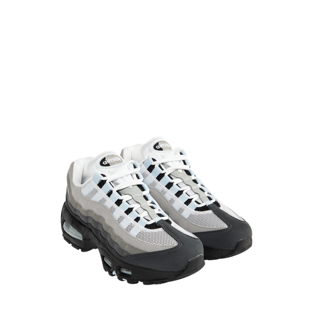 Image 2 of 5 - MULTI - Nike Womens Air Max 95 Og Sneakers feature a mixed-material upper with textile and synthetic leather overlays inspired by human anatomy. Designed with visible Max Air cushioning, a foam midsole, flex grooves for natural movement, lace-up closure, and a durable rubber outsole. Upper: Textile and Synthetic Leather; Midsole: Foam with Max Air Cushioning; Outsole: Rubber. Imported 