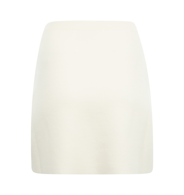 Image 2 of 2 - SILVER - Khaite sleek and structured Milano-stitched knit miniskirt in compact, substantial Merino wool composed of extremely fine yarns. Slips on. Heavy merino (89% wool, 10% polyamide, 1% polyurethane). 