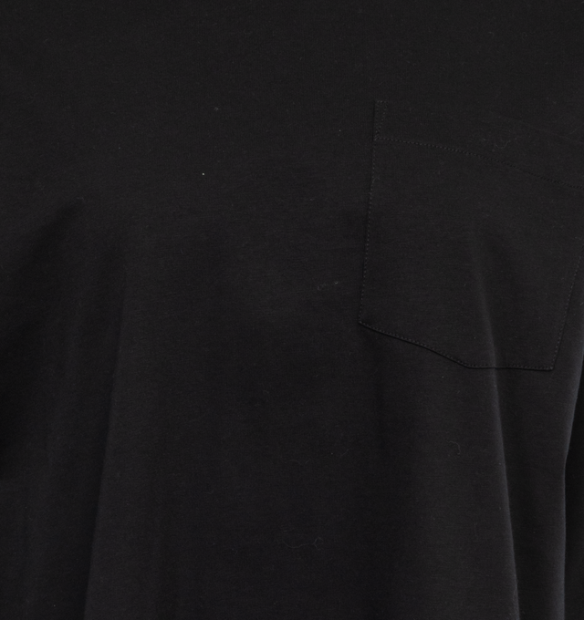 Image 2 of 2 - BLACK - ARMARIUM Vito T-shirt featuring crew neck, long sleeves and chest pocket. 100% cotton.  