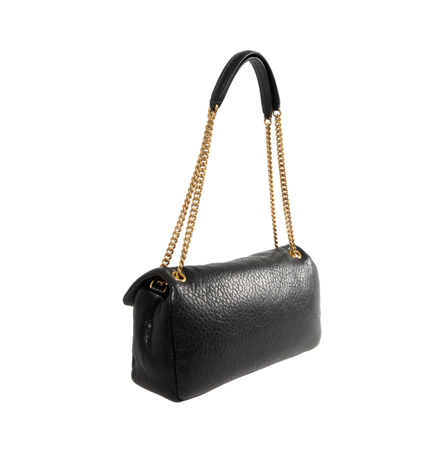 Image 3 of 4 - BLACK - SAINT LAURENT Calypso Medium Bag featuring puffy, pillowed effect, sliding curb chain strap, cotton lining, bronze toned hardware, magnetic clousre and one zip pocket. 11.8" X 5.9" X 23". Strap drop: 11.219.9". Lambskin. 