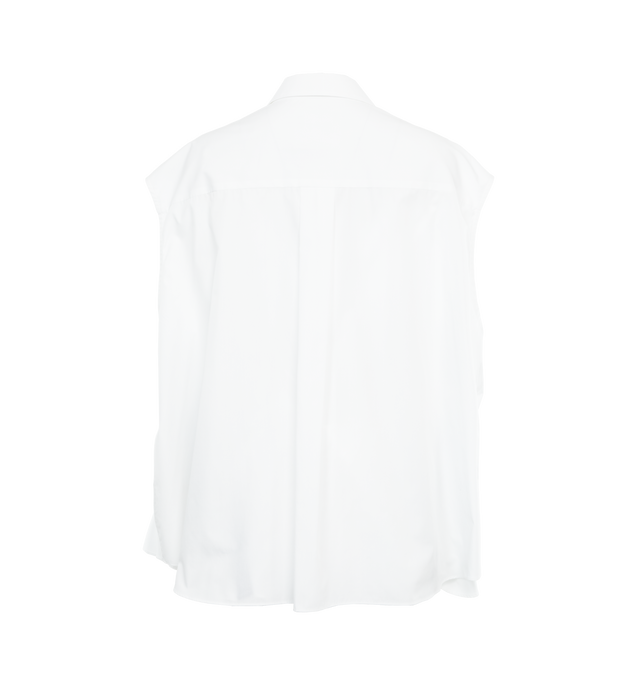 Image 2 of 3 - WHITE - SACAI Cotton Poplin Shirt featuring spread collar, button closure, layered and pleats at back. 100% cotton.  
