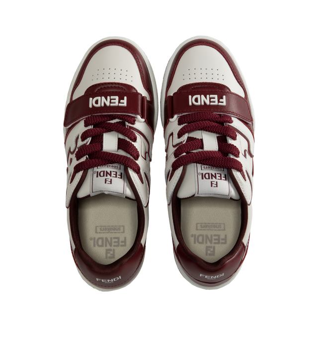 Image 5 of 5 - RED - FENDI Match Sneaker featuring low-top, lace-up and strap with Fendi lettering. Rubber sole with Fendi lettering on the side. Made in Italy. 