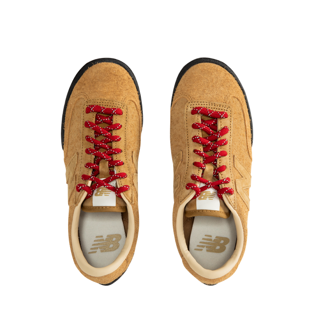 Image 5 of 5 - BROWN - NEW BALANCE Gator Run Sneaker featuring suede upper, low profile, colored laces, hairy suede upper, rubber outsole with treads and 'N' logo. 