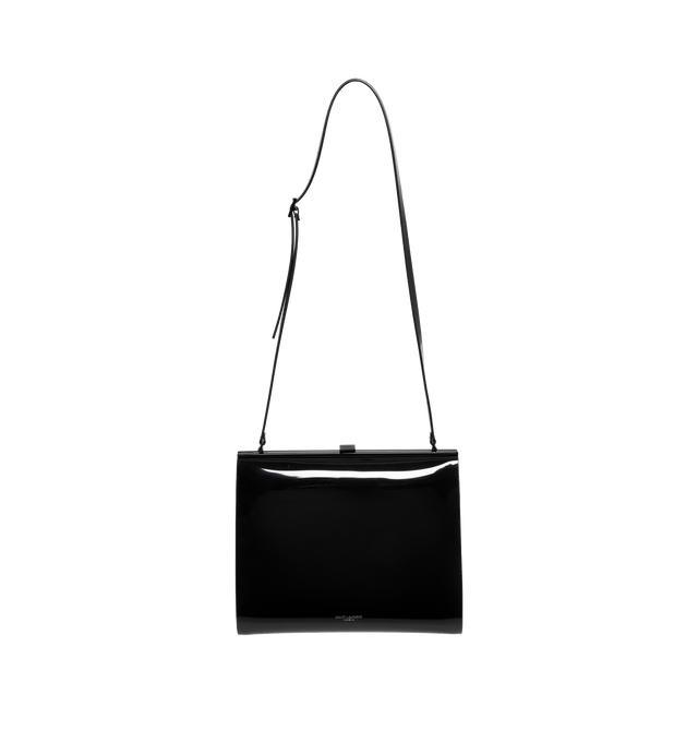 BLACK - SAINT LAURENT Le Anne-Marie Small Bag in Vinyl featuring hinged kiss lock closure, adjustable shoulder strap, tonal hardware and one flat pocket.  8.5 X 7.1 X 1.2�2.4 inches. 90% polyurethane, 10% metal.