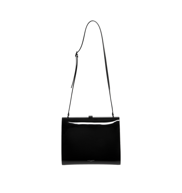 Image 1 of 3 - BLACK - SAINT LAURENT Le Anne-Marie Small Bag in Vinyl featuring hinged kiss lock closure, adjustable shoulder strap, tonal hardware and one flat pocket.  8.5 X 7.1 X 1.22.4 inches. 90% polyurethane, 10% metal. Made in Italy. 