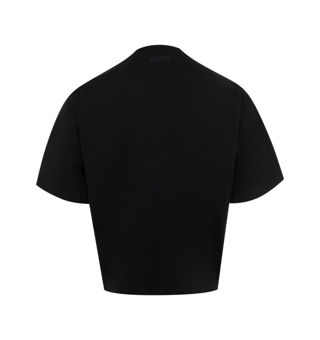 Image 2 of 2 - BLACK - VETEMENTS cotton T-shirt with logo print at the chest, crew neck, drop shoulder and  short sleeves. Cotton 100%. 