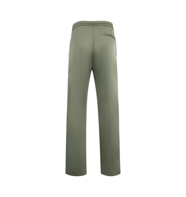 Image 2 of 3 - GREEN - Loewe Men's Tracksuit Trousers in lightweight technical jersey. Relaxed fit, regular length featuring mid waist, straight leg, elasticated waist with drawstring, zipped pockets, zipped rear pocket, herringbone side tape and Anagram embroidery placed at the front.  Polyamide/Cotton. Made in Portugal. 