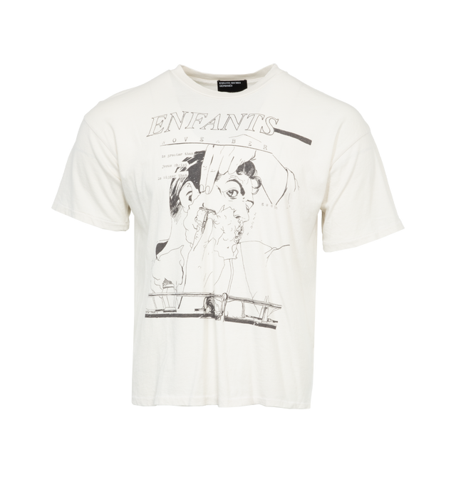 WHITE - ENFANTS RICHES DEPRIMES November T-Shirt featuring short-sleeve, classic boxy fit, rib knit neckline, single stitch hem at cuff and waist and printed artwork at front. 100% cotton.