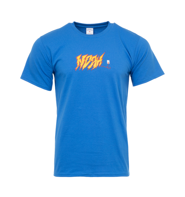 Image 1 of 2 - BLUE - NOAH Circuit T-Shirt featuring printed logo, crew neck, short sleeves and straight hem. 100% cotton. 