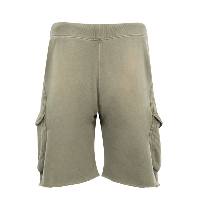 Image 2 of 3 - GREY - R13 Multi-Pocket Relaxed Sweat Shorts have an elastic drawstring waist, side pockets, and cargo pockets. 100% cotton.  