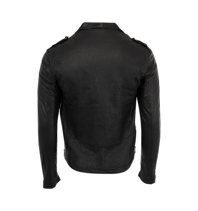 Image 2 of 3 - BLACK - Giorgio Braite men's leather jacket with asymmetric zip closure, zip pockets and wrists. 