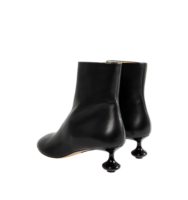 Image 3 of 4 - BLACK - Loewe Ankle bootie crafted in nappa lambskin featuring iconic petal-shaped toe and lacquered 45mm toy heel. Lambskin upper and leather sole. Made in Italy. 