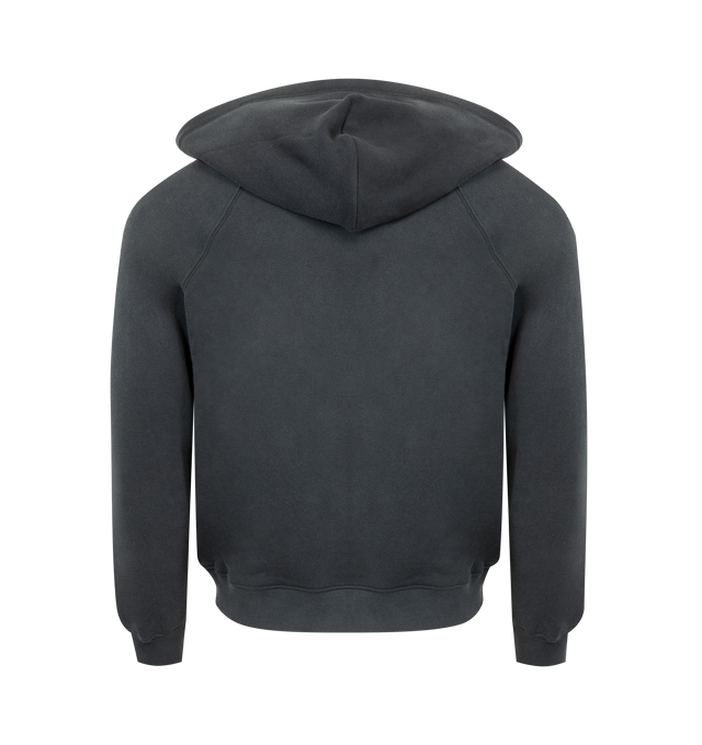 Image 2 of 2 - BLACK - NAHMIAS Aged Girlfriend Zip Up Hoodie featuring zip front closure, hood, girlfriend fit, faded vintage look and front pockets. 100% cotton. 