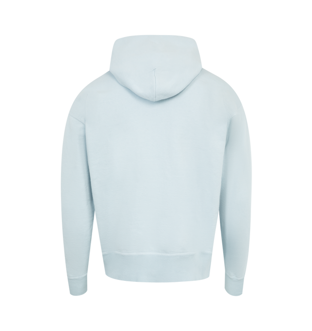 Image 2 of 2 - BLUE - SAINT MICHAEL Logo Hoodie featuring front pouch pocket, ribbed cuffs and hem and classic hood. 100% cotton. 