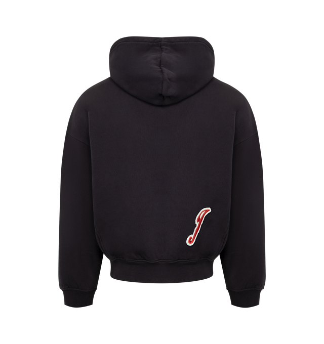 Image 2 of 4 - BLACK - JACQUEMUS Gio Hoodie featuring cotton hoodie with logo drawstring, logo embroidery on the front and back, side pockets and long cuffed sleeves. 100% cotton. Made in Portugal. 