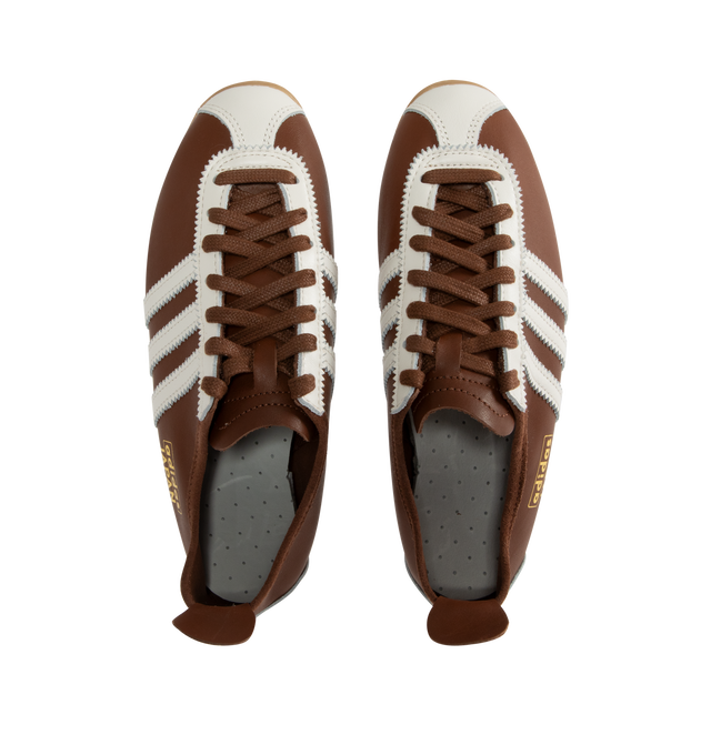 Image 5 of 5 - BROWN - ADIDAS Originals Japan Sneakers are a lace-up style with premium leather uppers intricate, detailed stitching, and rubber gum soles.  Unisex style in men's sizes. 