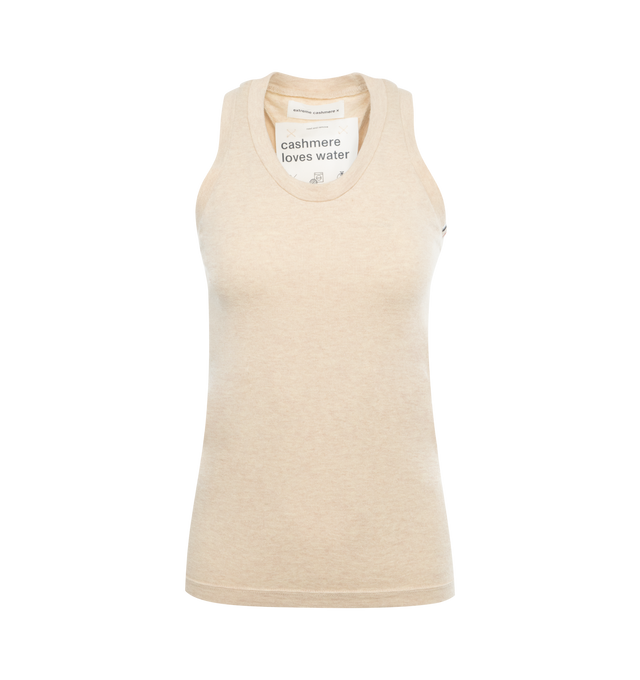 Image 1 of 3 - NEUTRAL - EXTREME CASHMERE Tank Top featuring straight fit, stretchy fabric, falls to the hip and racer back. 70% cotton, 30% cashmere. 