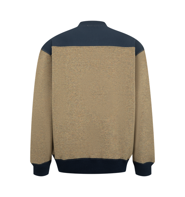 Image 2 of 2 - NEUTRAL - JW Anderson Men's Half-Zip Sweatshirt in beige melange. Inspired by vintage sportswear, crafted from a double-face jersey. Features a rib shoulder panel, appliqu lettering and snowdrop motif, an Irish flower, speaking to the heritage of the brand. Materials: 70% Wool, 30% Polyamide. 