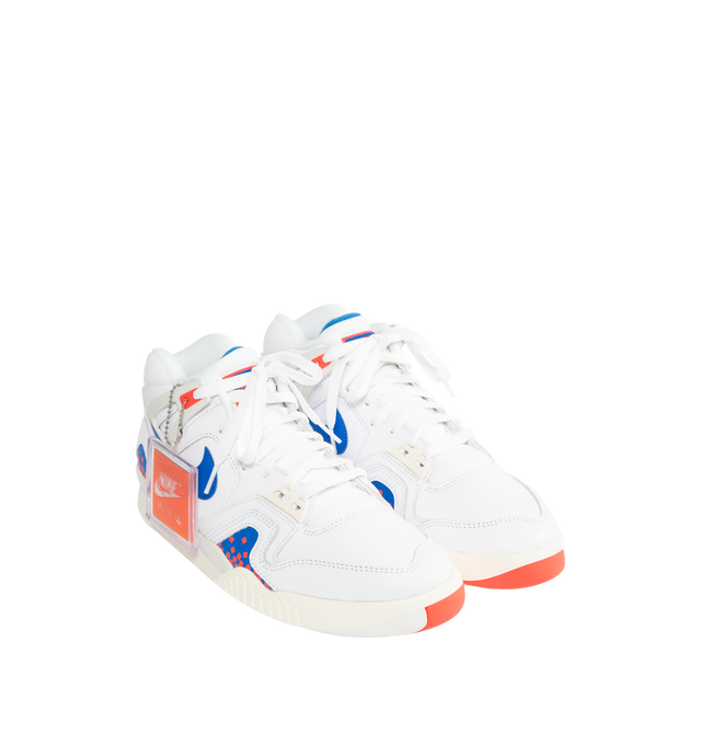 Image 2 of 5 - WHITE - NIKE Air Tech Challenge 2 Sneaker featuring lace up closure, real and synthetic leather upper, plush foam collar and visible Max Air unit. 