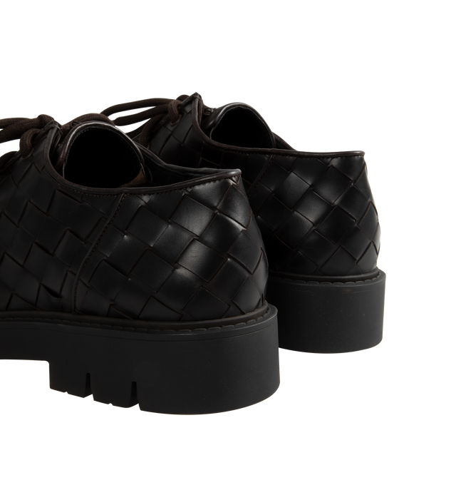 Image 3 of 4 - BROWN - Bottega Veneta Haddock Lace-Up Shoe in smooth calfskin with all-over Intrecciato craftsmanship. Upper and lining: calfskin. Rubber outsole. Made in Italy. 