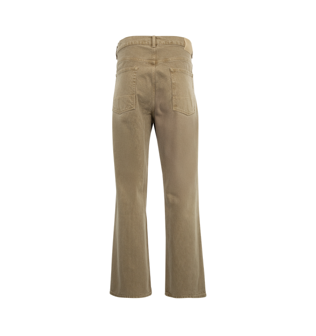 Image 2 of 3 - BROWN - OUR LEGACY Third Cut Jeans featuring loose-fit, straight-leg, subtle fading throughout, belt loops, five-pocket styling, zip fly, logo patch at back waistband and logo-engraved silver tone hardware. 100% cotton. Made in Portugal. 