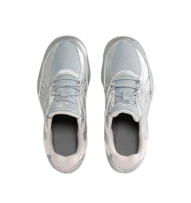 Image 5 of 5 - SILVER - ASICS Hypersync Sneaker featuring synthetic leather overlays, decorative stitching details, a low-profile, OrthoLite X-40 sockliner, OrthoLite heel cup and AHARPLUS outsole rubber. Imported from Vietnam. 