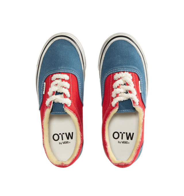 Image 5 of 5 - RED - Vans Unisex OTW Era 95 DST Sneakers are crafted from heavy enzyme-washed canvas and feature the brand's iconic low-top silhouette with a worn-in aesthetic inspired by a well-loved favorite pair. Main Material: Enzyme-Washed Canvas. Closure: Lace-Up. Insole: Sola Foam ADC (All-Day Comfort) Cushioning. Outsole: Signature Rubber. 