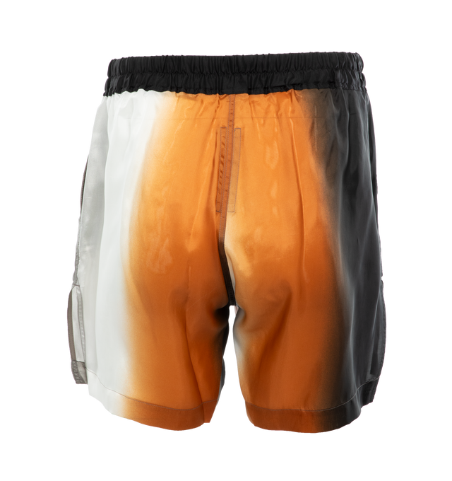 Image 2 of 4 - MULTI - RICK OWENS Bela Boxers featuring above the knee, loose fit, elastic waistband with drawstring, exposed center zipper with two snap detail at bottom, side pockets and splits in the hem at side seams. 100% cupro. 