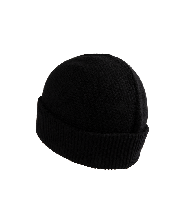 Image 2 of 2 - BLACK - MONCLER Beanie featuring fold over brim with ribbed stitching and embossed silicone logo patch. 