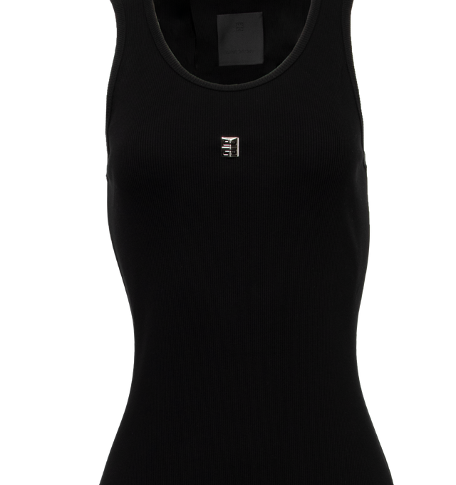 Image 3 of 3 - BLACK - GIVENCHY RIB TANK DRESS is a ribbed knit tank top midi dress with a crew neck. 89% viscose, 5% polyamide, 4% polyester, 2% elastane. 