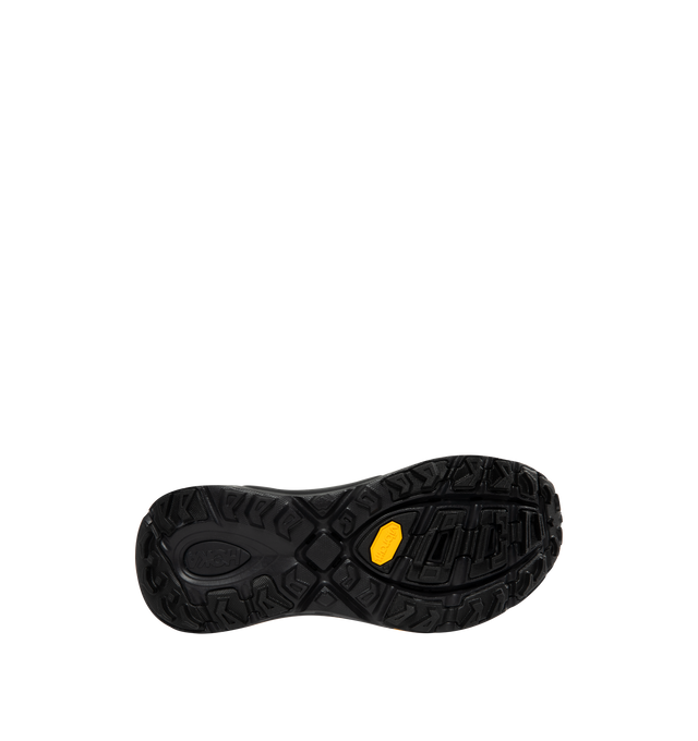 Image 4 of 5 - BLACK - HOKA U Mafate Speed 2 Sneaker featuring mesh and textile upper with Vibram  sole, lace-up front, compression molded EVA midsole and back pull-tab. 
