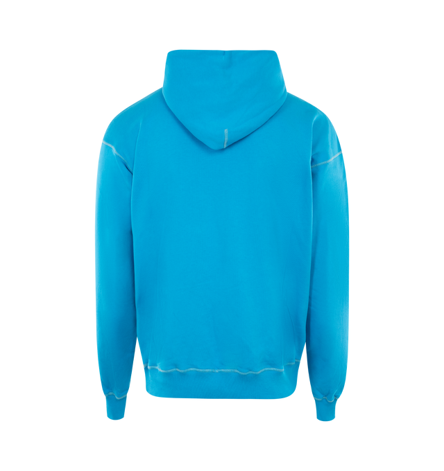 Image 2 of 2 - BLUE - MARTINE ROSE Classic Hoodie featuring long-sleeves, drawstring hood, tonal stitching trims and seasonal logo at the chest. 100% cotton. 