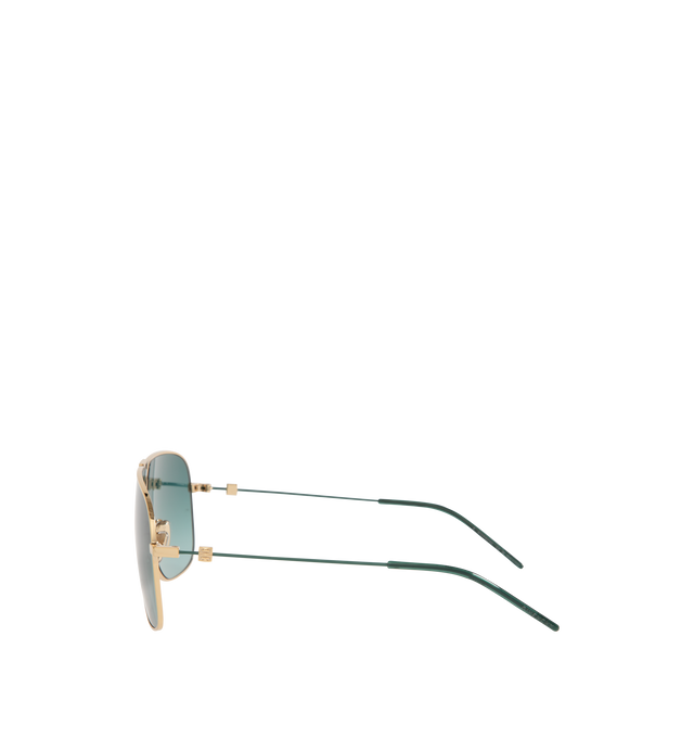 Image 2 of 3 - GOLD - GIVENCHY GV One Metal Square Sunglasses featuring a logo signature engraved on temples, solid-colored lenses, adjustable nose pads, thin arms and curved, capped temple tips. Metal/nylon. 100% UVA/UVB protection. Made in Italy. 