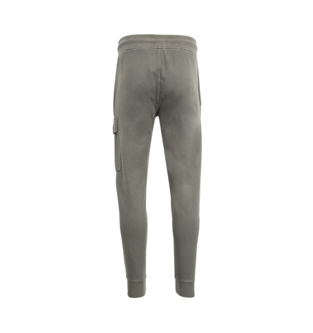 Image 2 of 3 - GREY - C.P. COMPANY Fleece Cargo Lens Sweatpants featuring adjustable drawstring waistband, side pockets, cargo pocket with Lens detail, ribbed hems, resist dyed and regular fit. 100% cotton. 
