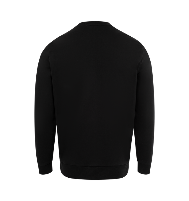 Image 2 of 3 - BLACK - Moncler Embroidered Logo Sweatshirt has a crew neck, an embossed silicone logo patch, and an embroidered logo on the chest. 100% cotton. Made in Turkey.  