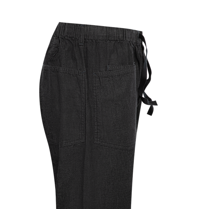 Image 3 of 3 - BLACK - POST O'ALLS E-Z ARMY NAVY Pants 2 featuring wrapped legs (no outseam), a belt-buckle detail at the back, E-Z elastic waist, single pocket in the back for an additional vintage feel. 100% cotton prewashed, tumble dried in low temperature. Made in Japan. 