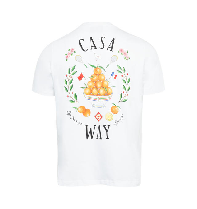 WHITE - CASABLANCA Casa Way Printed T-Shirt featuring print at chest, crew neckline, short sleeves and pullover style. 100% cotton. Made in Portugal.