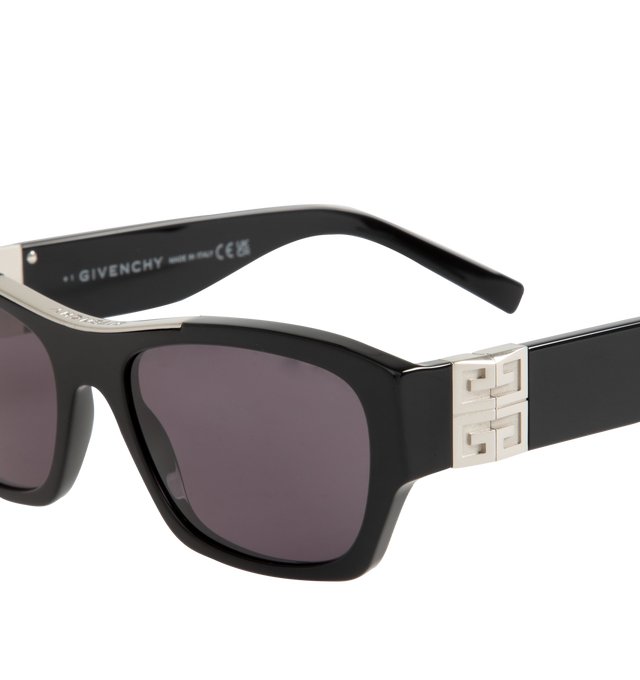 Image 3 of 3 - BLACK - GIVENCHY Square Logo Sunglasses featuring solid lenses, temple & top of the front logo details and square frame. Acetate. 100% UV protection. Made in Italy. 