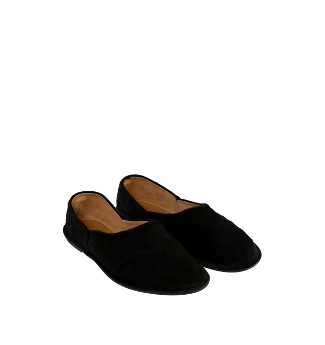 Image 2 of 4 - BLACK - The Row Deconstructed loafer in sleek pony hair with round toe, raised stitching detail and rubber sole. 100% Leather. Made in Italy. 